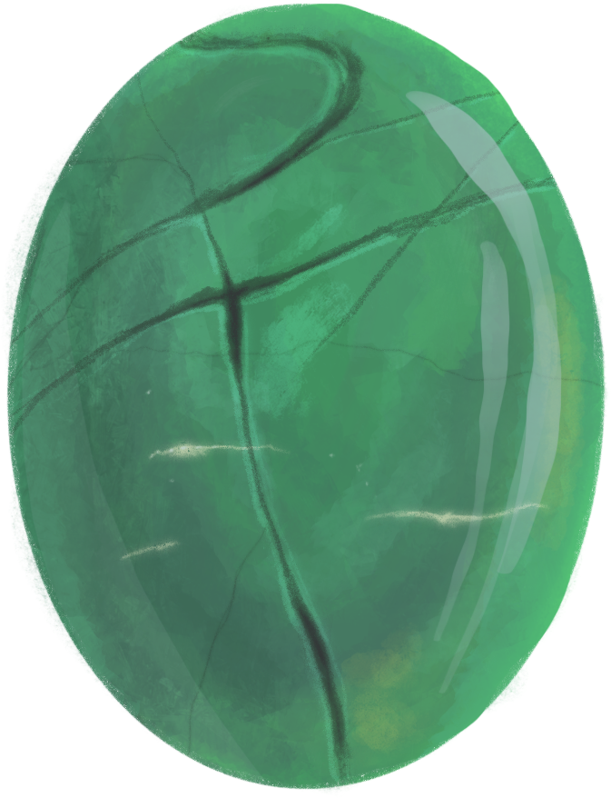 Green jade-stone illustration from the Jade Theory brand kit